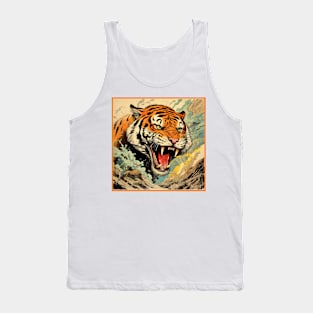 Colorful Tiger Cartoon Vintage Bengals Tiger Drawing Comics Fearless Tiger Tank Top